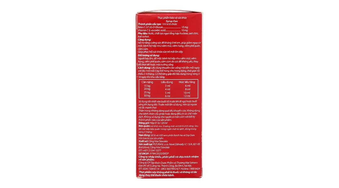 SIRO HỖ TRỢ TĂNG CƯỜNG SỨC ĐỀ KHÁNG Ở TRẺ SYRUP KAN 120ML 5