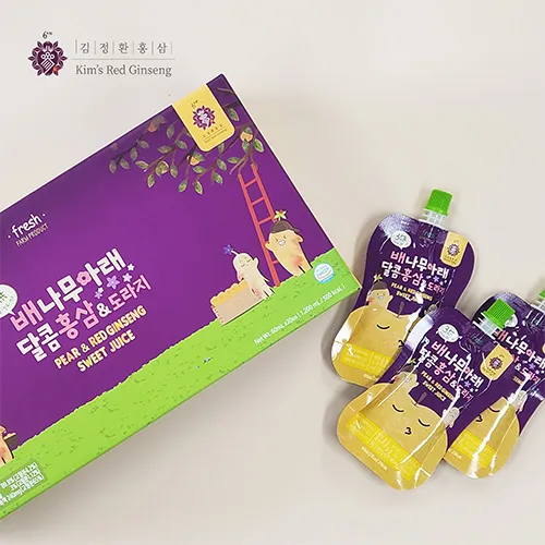 Kim's Red Ginseng Pear & Red Ginseng Sweet Juice - Hồng sâm lê hoa chuông thượng hạng cho trẻ em (30 gói x 60ml)