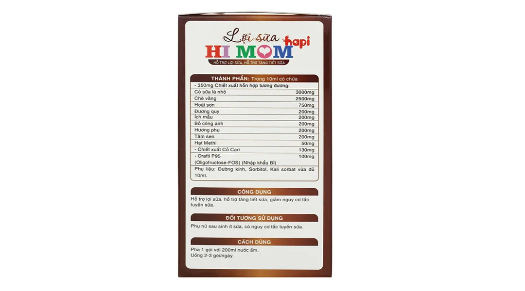 Lợi Sữa Hi Mom Hapi hỗ trợ tăng tiết sữa hộp 30 gói 4