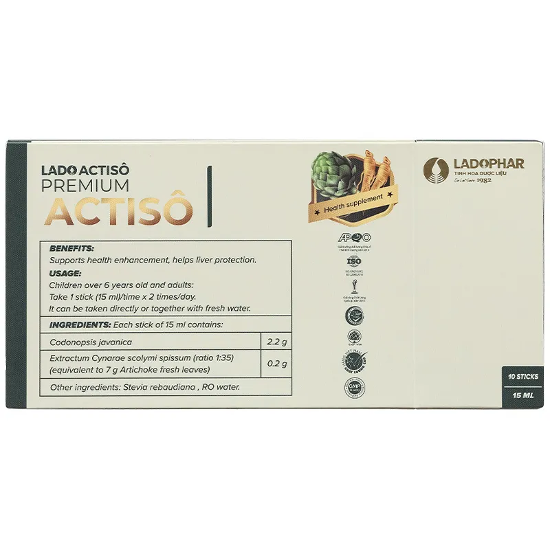 Cao nước Actiso Ladophar Premium (hộp 10 gói) giúp tăng cường sức khỏe, mát gan 3