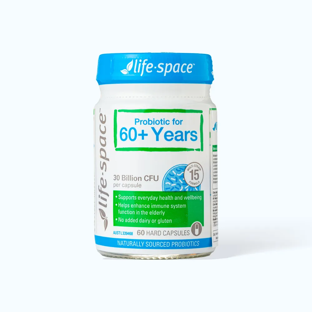 Life-space Probiotic for 60+ Years (lọ 60 viên) giúp bổ sung lợi khuẩn