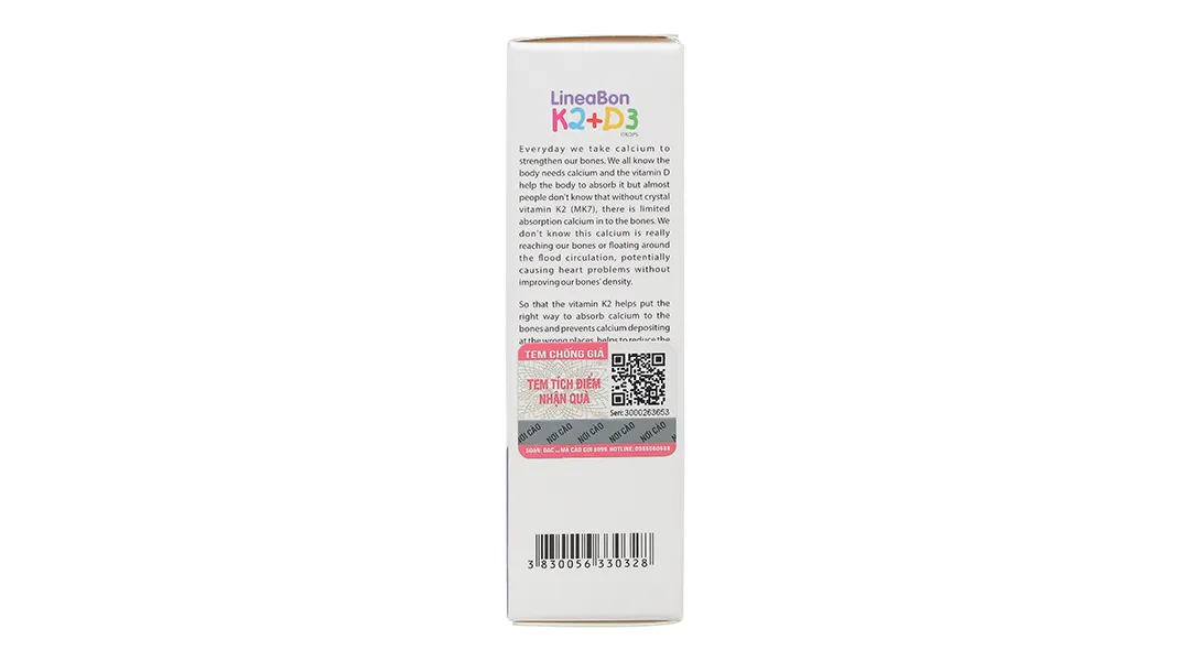 CHAI XỊT HỖ TRỢ HẤP THỤ CANXI LINEABON K2+D3 ERGOPHARMA 10ML 14