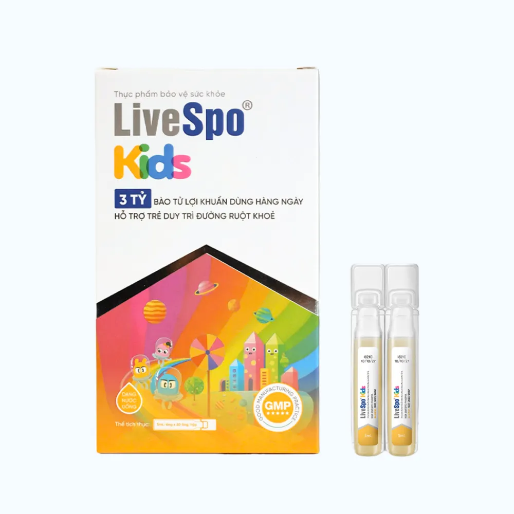 LiveSpo NAVAX Kids bào tử lợi khuẩn, giảm nguy cơ viêm đường hô hấp (20 ống/hộp) 2