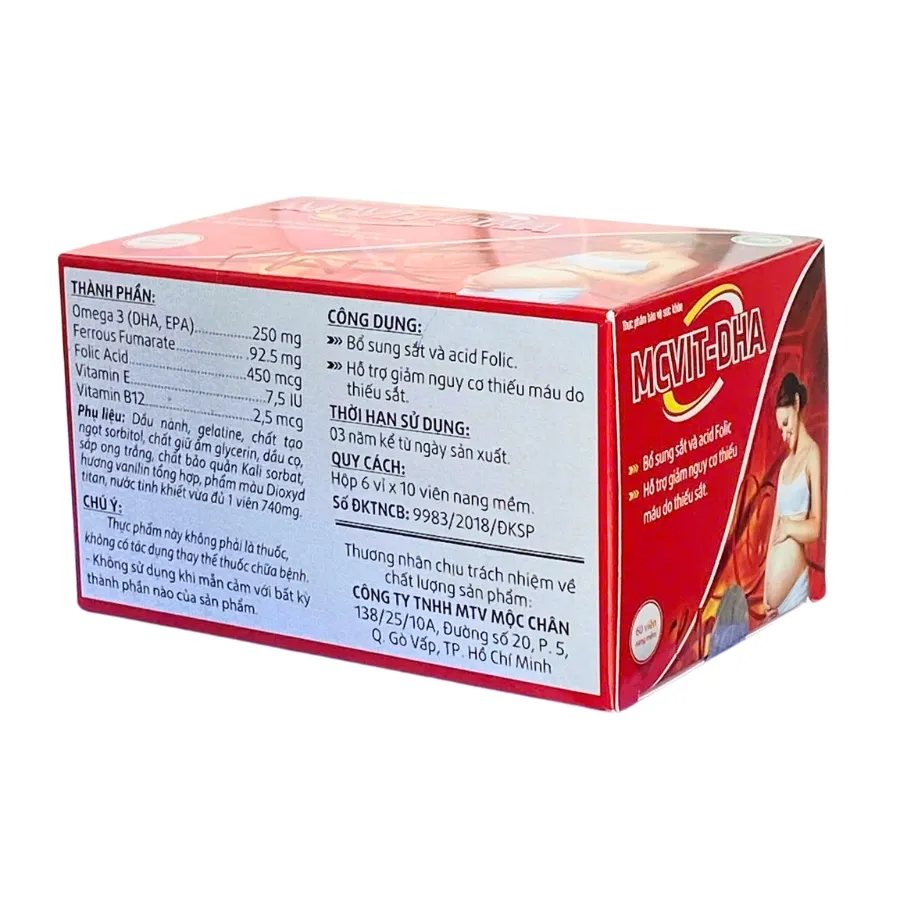 MCVIT-DHA - Viên uống bổ sung sắt và acid Folic (6 vỉ x 10 viên) 4
