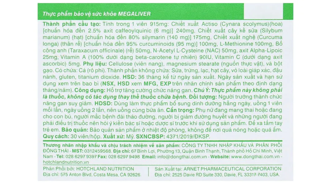 Viên uống Mega Liver giúp tăng cường chức năng gan (Hộp 30 viên) 5