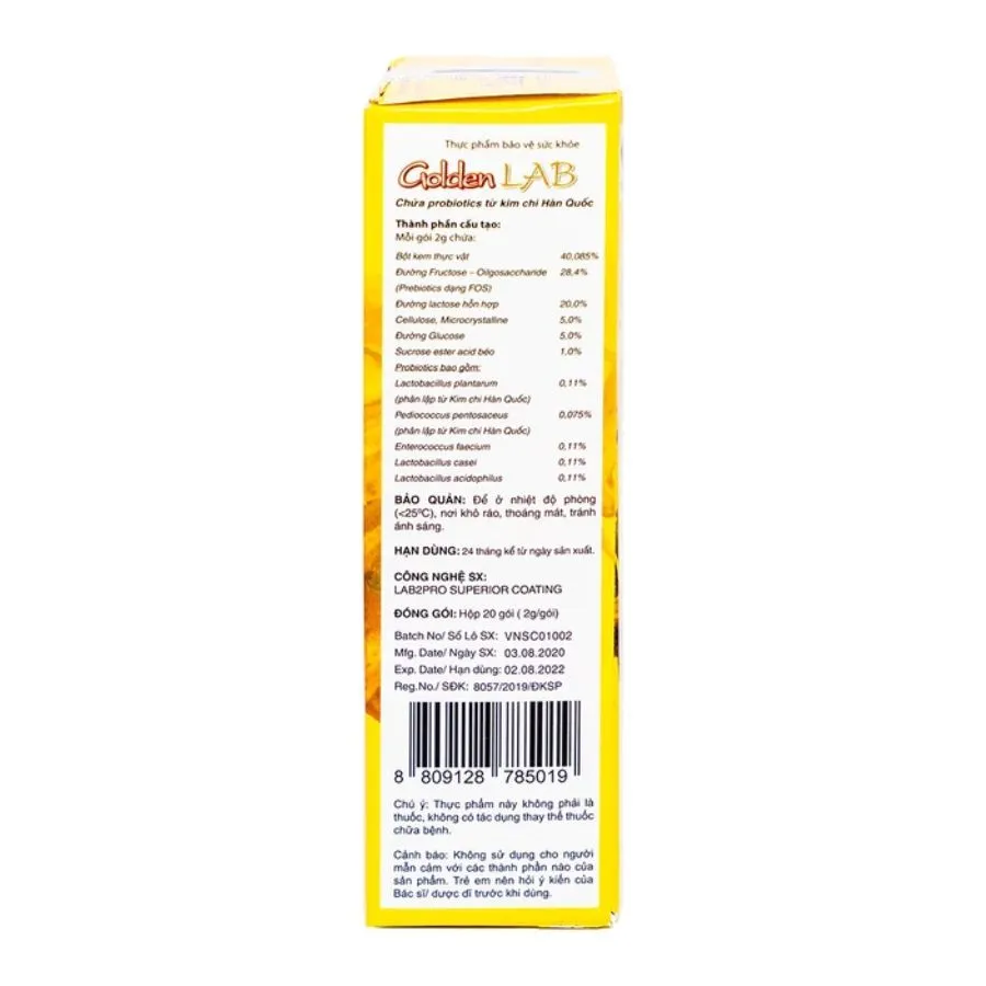 Men vi sinh Golden Lab Cell Biotech hỗ trợ cân bằng hệ vi sinh đường ruột (20 gói x 2g) 2