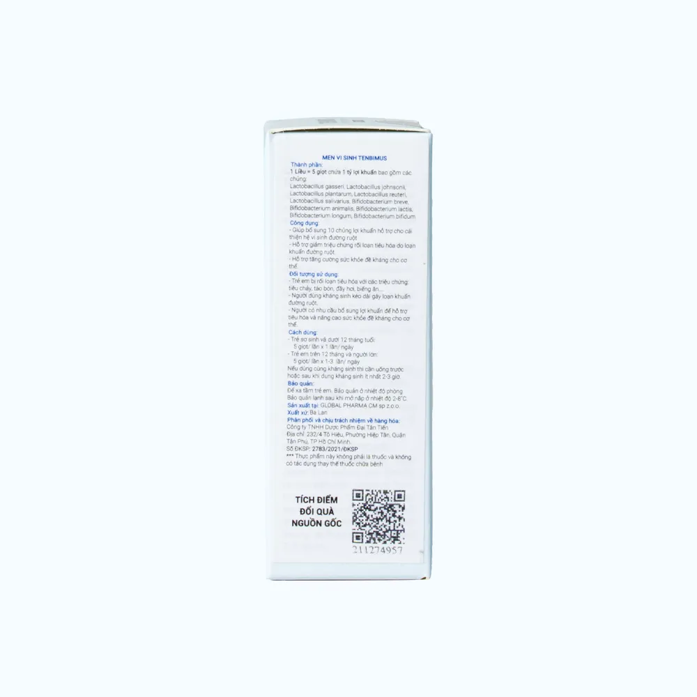 Men vi sinh Tenbimus (Chai 10ml) giúp bổ sung lợi khuẩn đường ruột 5
