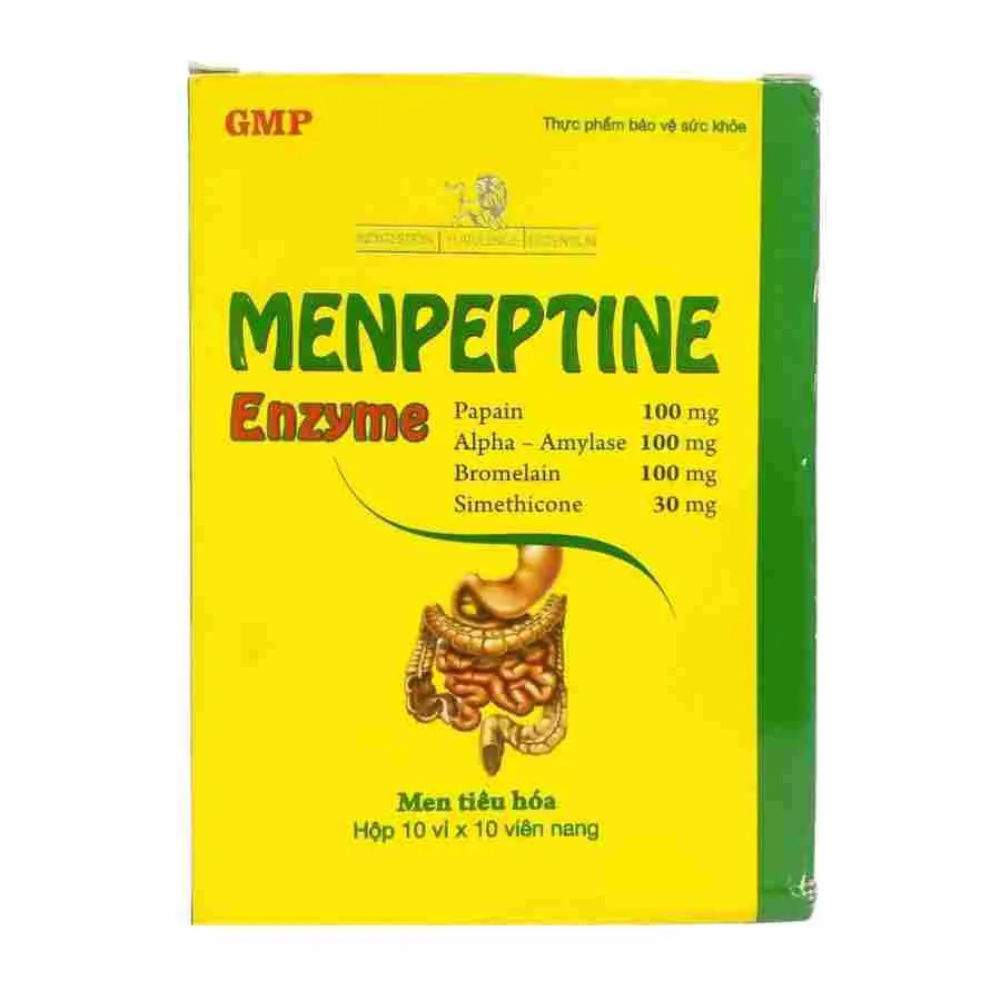 Menpepine Enzyme - Giảm đầy bụng, khó tiêu, cải thiện hệ tiêu hoá (Hộp 100 viên) 2
