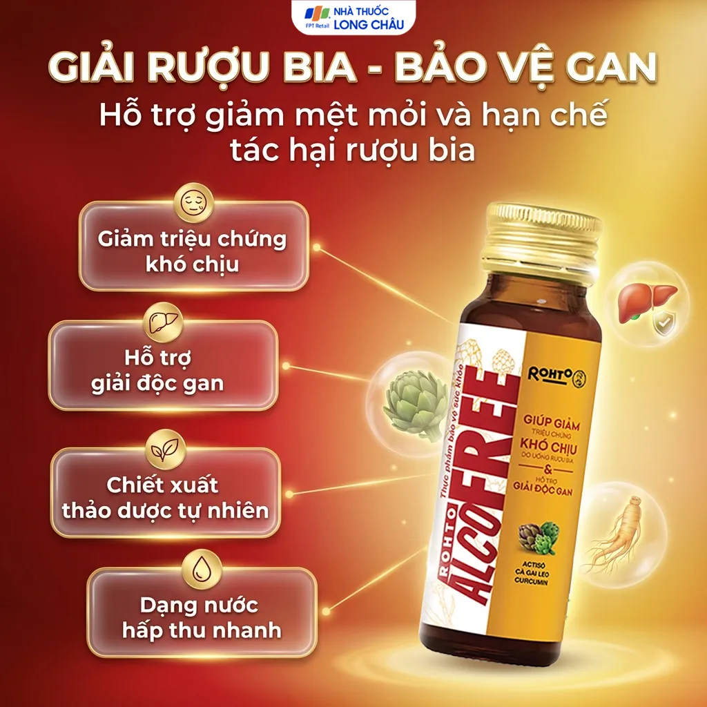 Dung dịch Alcofree giảm các triệu chứng khó chịu do uống rượu bia (10 chai x 50ml) 2