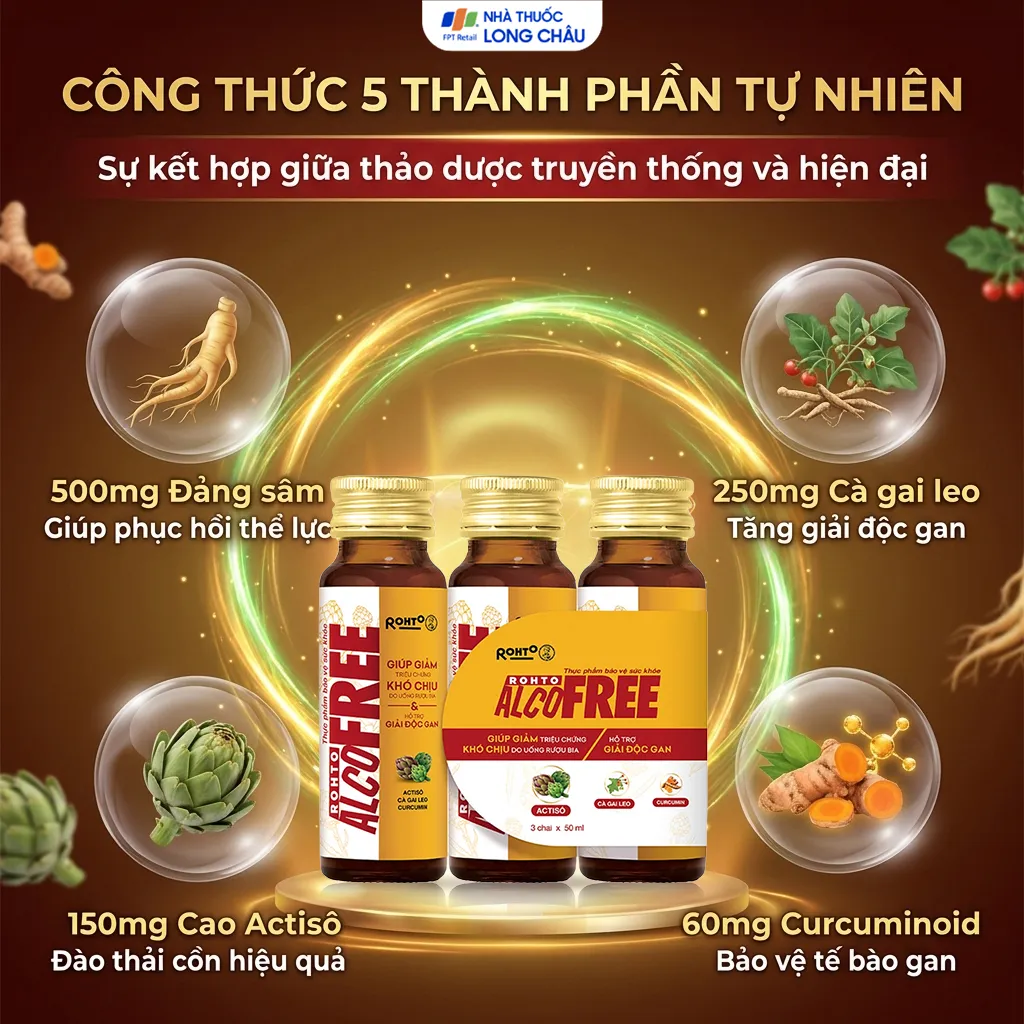 Dung dịch Alcofree giảm các triệu chứng khó chịu do uống rượu bia (10 chai x 50ml) 3
