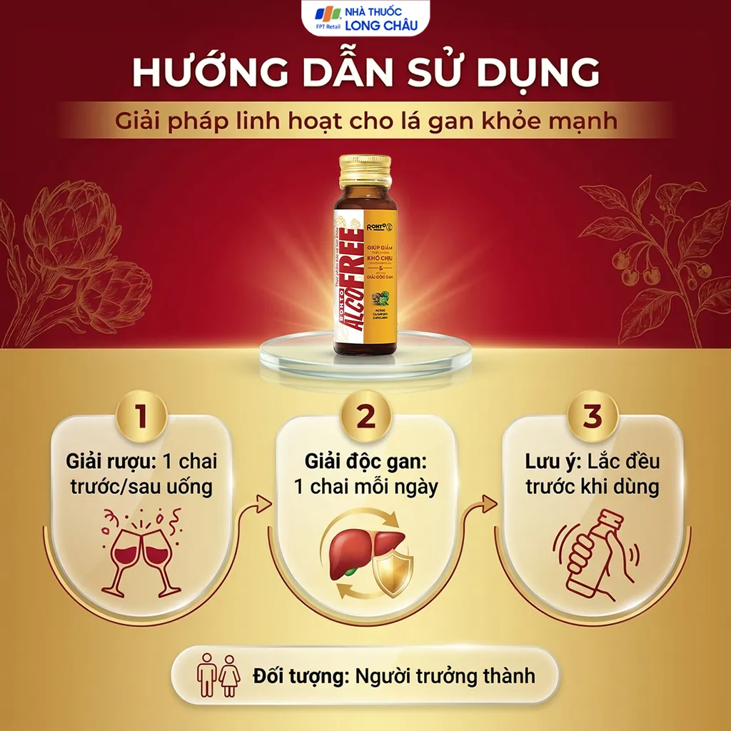 Dung dịch Alcofree giảm các triệu chứng khó chịu do uống rượu bia (10 chai x 50ml) 5