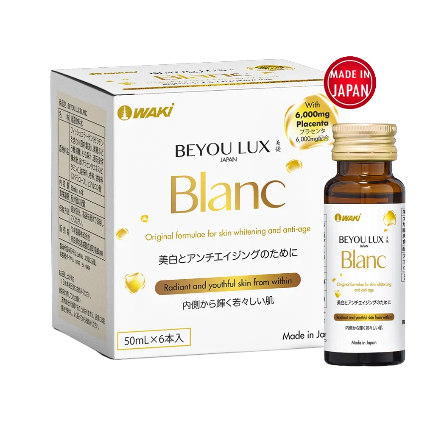 Nước uống BEYOU LUX BLANC hỗ trợ sạm nám, trắng da, hạn chế lão hóa (Hộp 6 chai x 50ml)