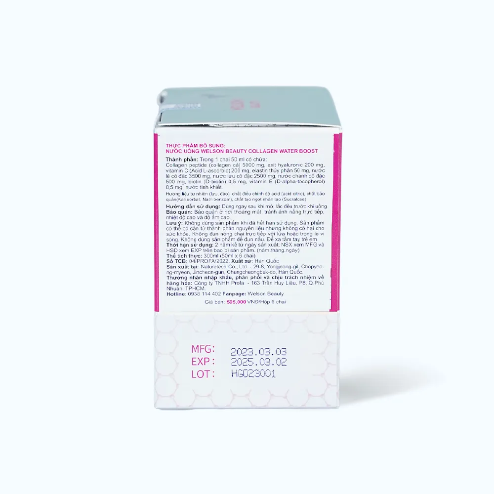 Nước uống Welson Beauty 10x Water Boost (hộp 6 chai) giúp bổ sung collagen 4