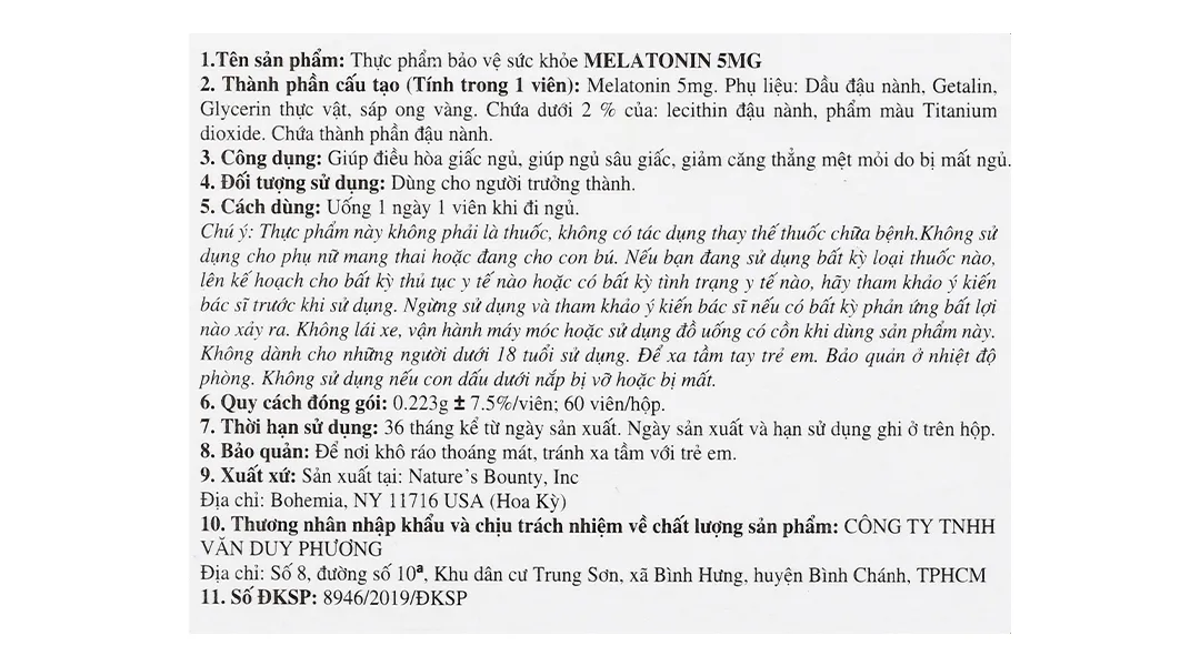 MELATONIN 5MG NATURES BOUNTY 60V 7