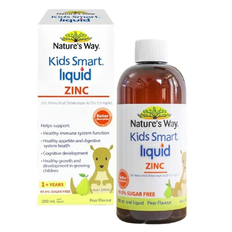 SIRO BỔ SUNG KẼM VÀ HỖ TRỢ CẢM GIÁC THÈM ĂN CHO BÉ NATURE'S WAY KIDS SMART LIQUID ZINC 100ML
