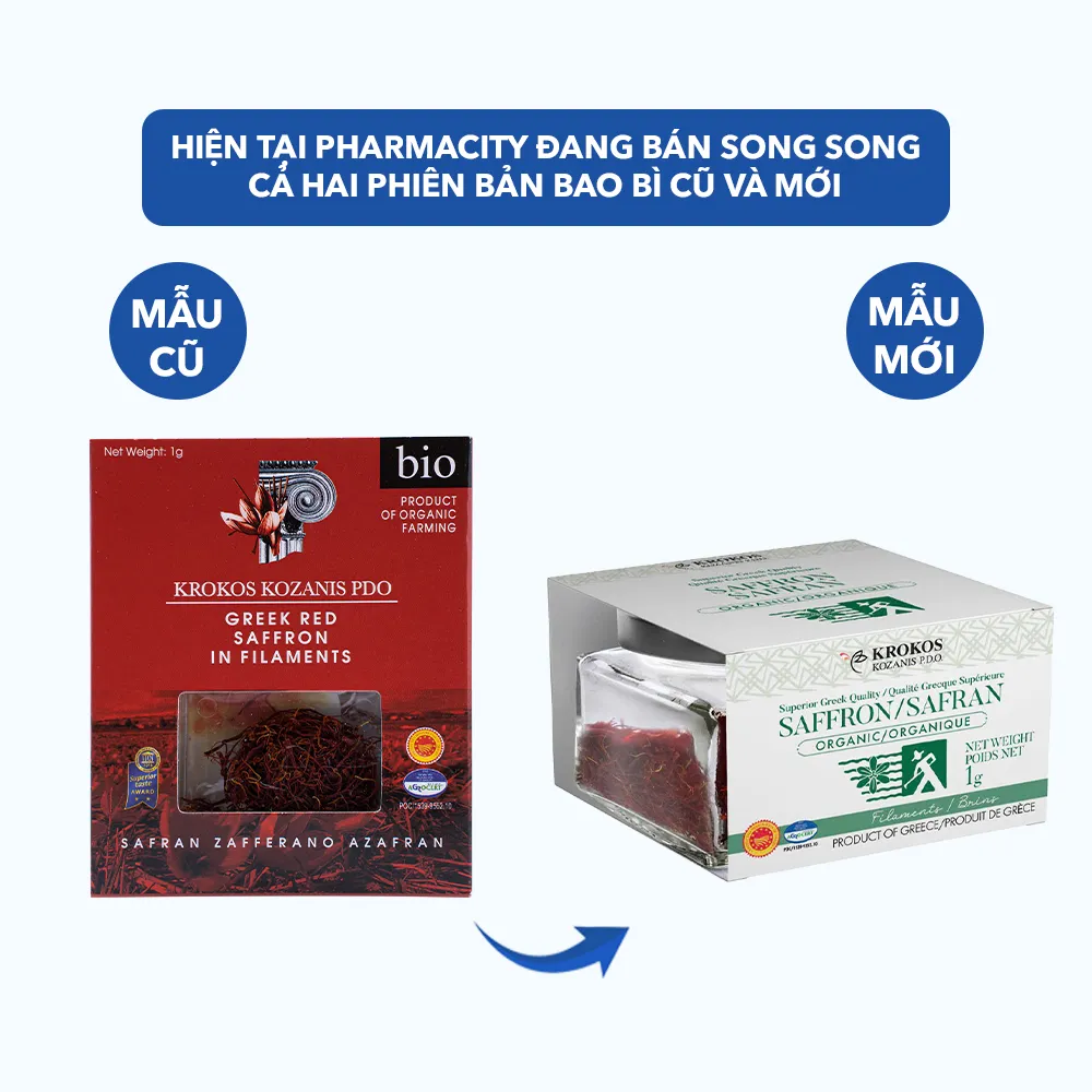 Nhụy hoa nghệ tây Krokos Kozanis Pdo (Hộp 1g) tăng cường sức khỏe 2