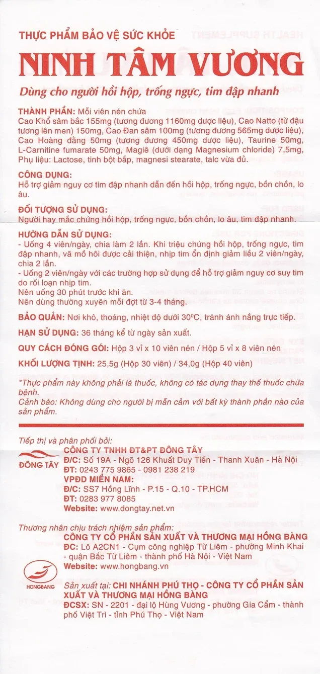 Viên uống Ninh Tâm Vương (30 viên) hỗ trợ giảm hồi hộp, trống ngực 8
