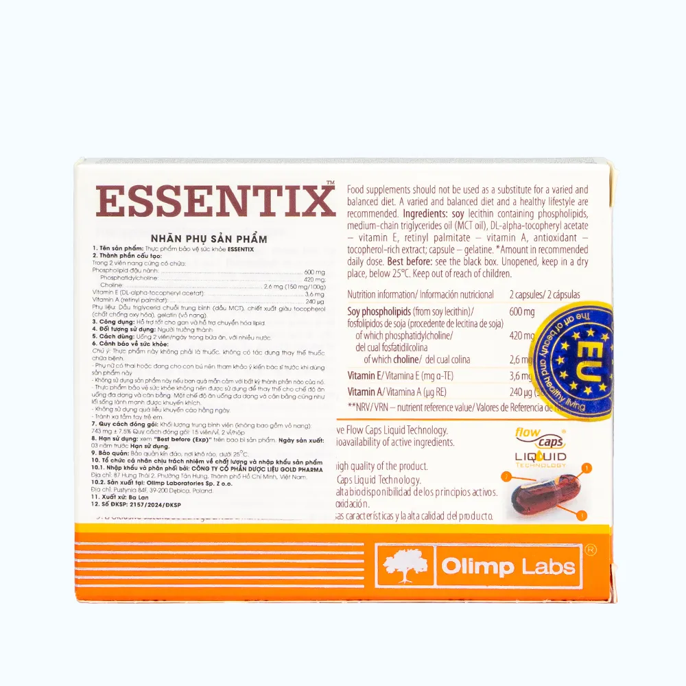 OLIMP LABS Essentix hỗ trợ gan và hỗ trợ chuyển hóa lipid Hôp 30viên 4