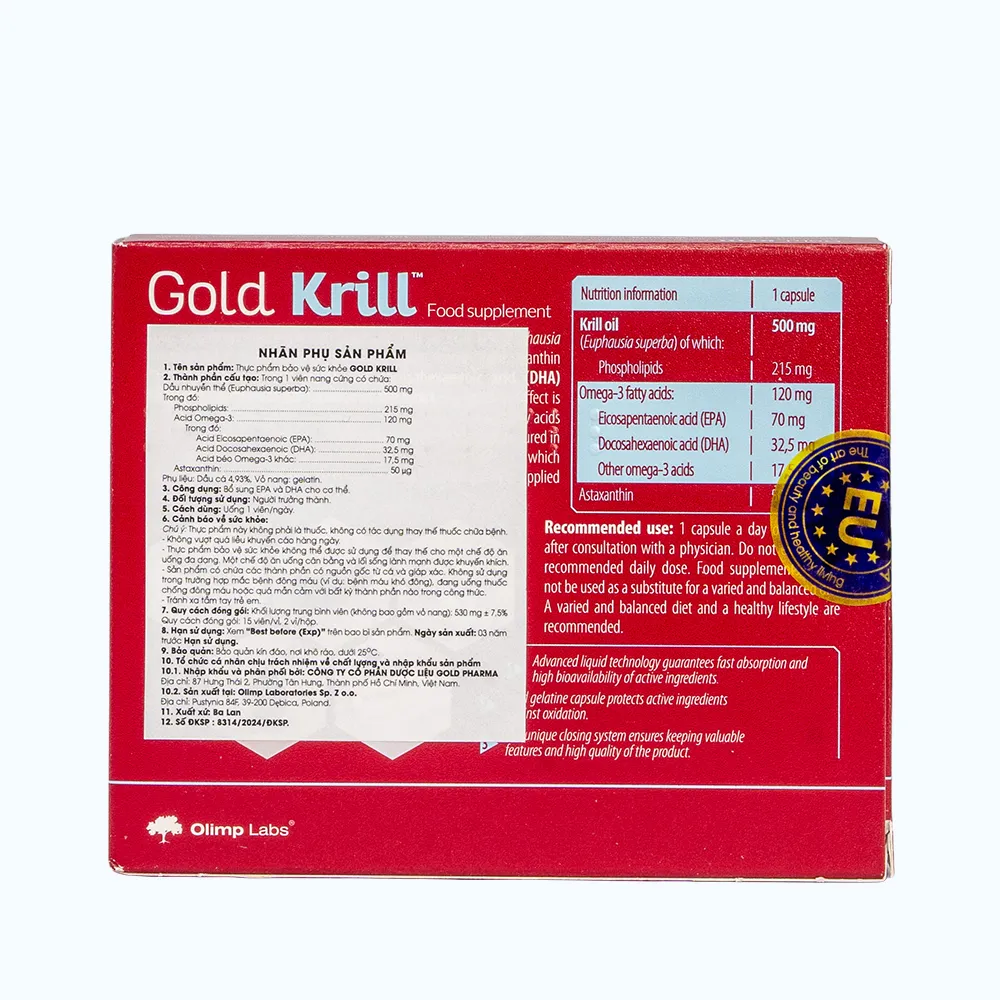 OLIMP LABS Gold Krill Bổ Sung EPA & DHA Hộp 30v 4