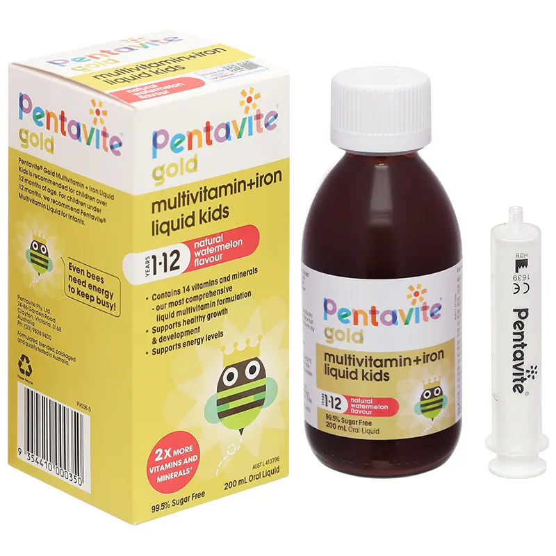 Pentavite Gold Multivitamin + Iron Liquid Kids bổ sung vitamin và khoáng chất chai 200ml 2