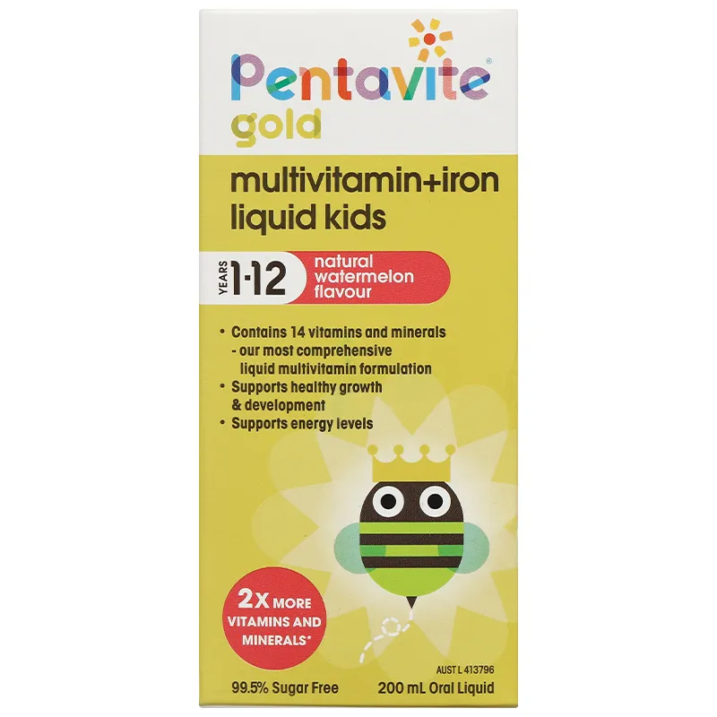 Pentavite Gold Multivitamin + Iron Liquid Kids bổ sung vitamin và khoáng chất chai 200ml 3