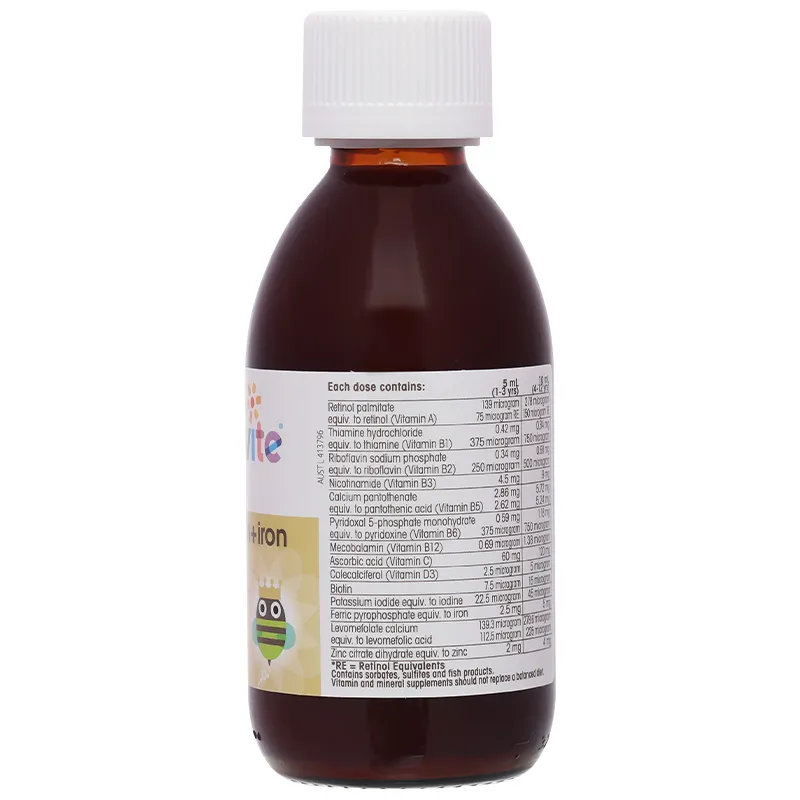 Pentavite Gold Multivitamin + Iron Liquid Kids bổ sung vitamin và khoáng chất chai 200ml 12