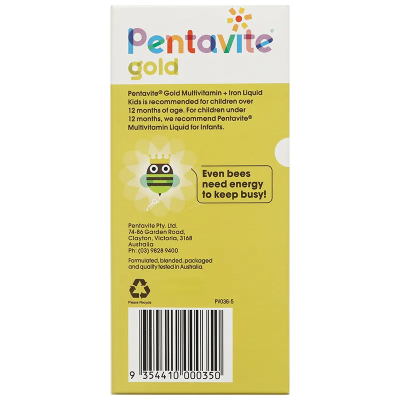 Pentavite Gold Multivitamin + Iron Liquid Kids bổ sung vitamin và khoáng chất chai 200ml 6