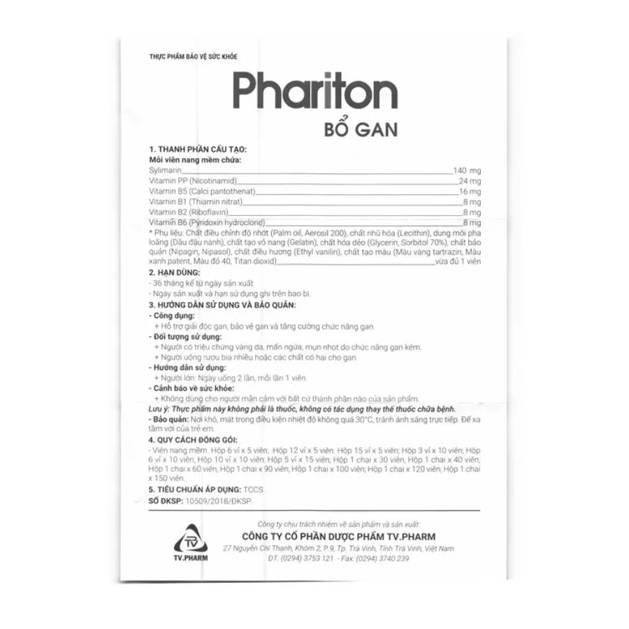 Phariton Bổ Gan hỗ trợ giải độc, tăng cường chức năng gan hộp 30 viên 4