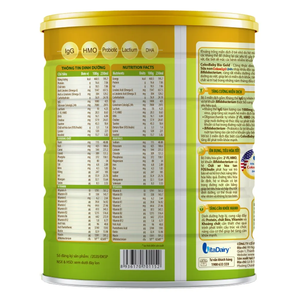 Sữa bột ColosBaby Bio Gold 1+ dành cho bé từ 1-2 tuổi (800g) 2