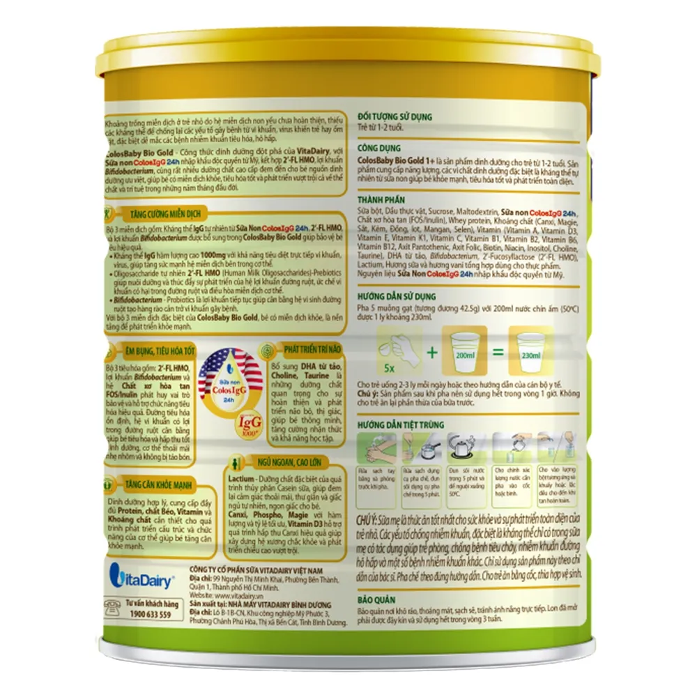 Sữa bột ColosBaby Bio Gold 1+ dành cho bé từ 1-2 tuổi (800g) 3