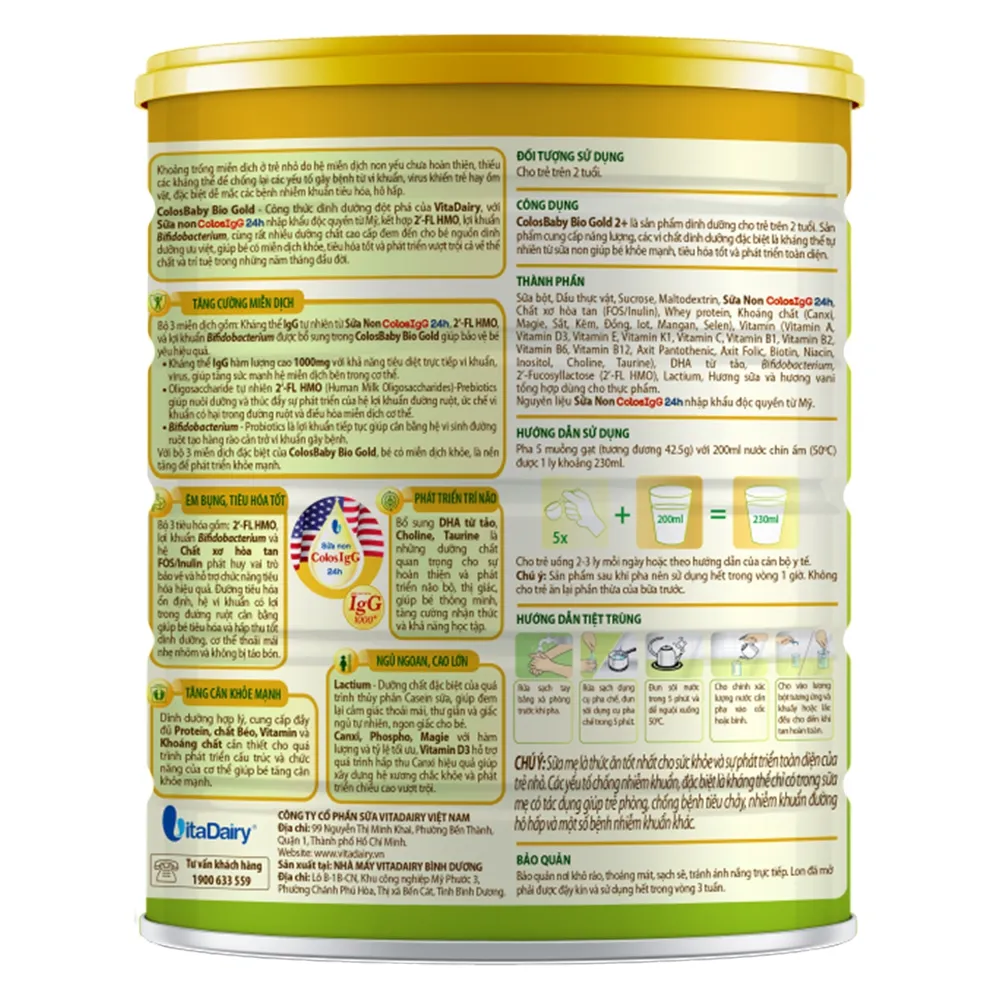 Sữa bột ColosBaby Bio Gold 2+ dành cho bé từ 2 tuổi (800g) 2