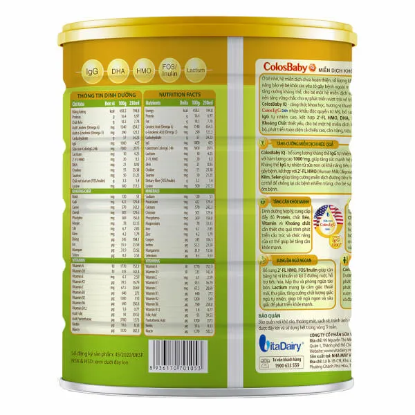 Sữa bột Colosbaby IQ Gold 1+ tăng cường miễn dịch, giúp bé thông minh (800g) 2