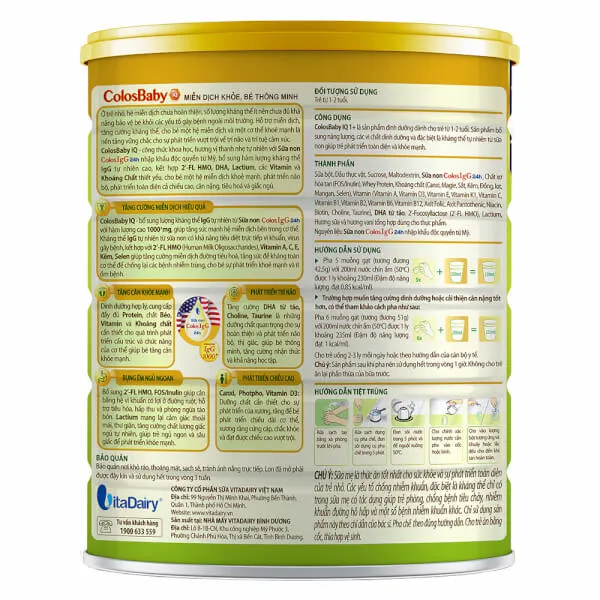 Sữa bột Colosbaby IQ Gold 1+ tăng cường miễn dịch, giúp bé thông minh (800g) 3