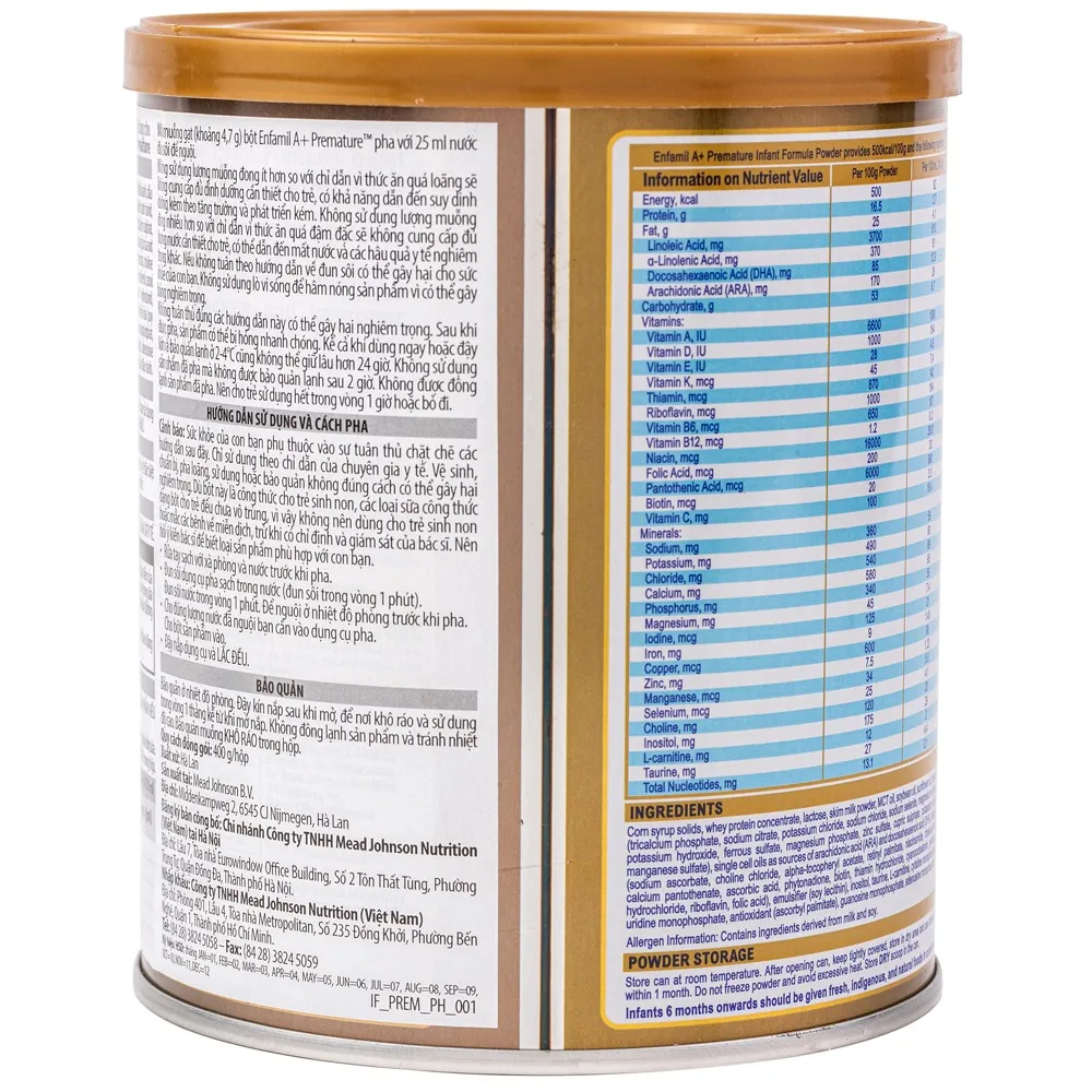 Sữa Bột Enfamil A+ Premature dành cho trẻ sinh non từ 0-12 tháng (400g) 2
