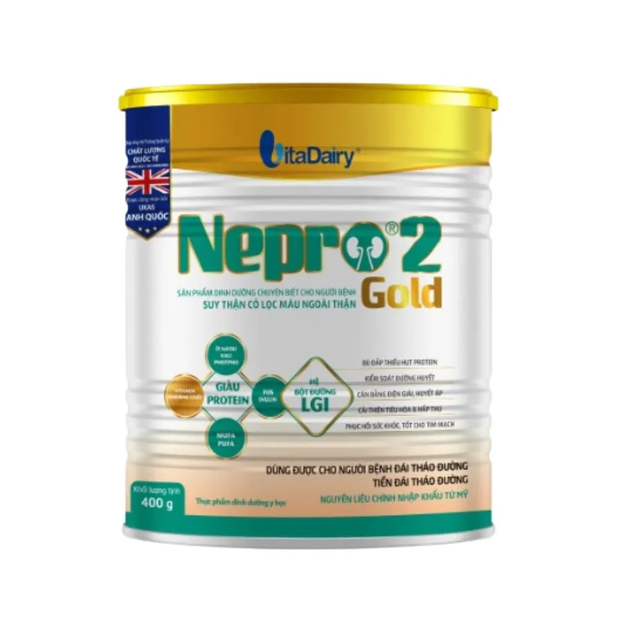 SỮA BỔ SUNG DINH DƯỠNG CHO NGƯỜI BỆNH SUY THẬN NEPRO 2 GOLD VITADAIRY 400G