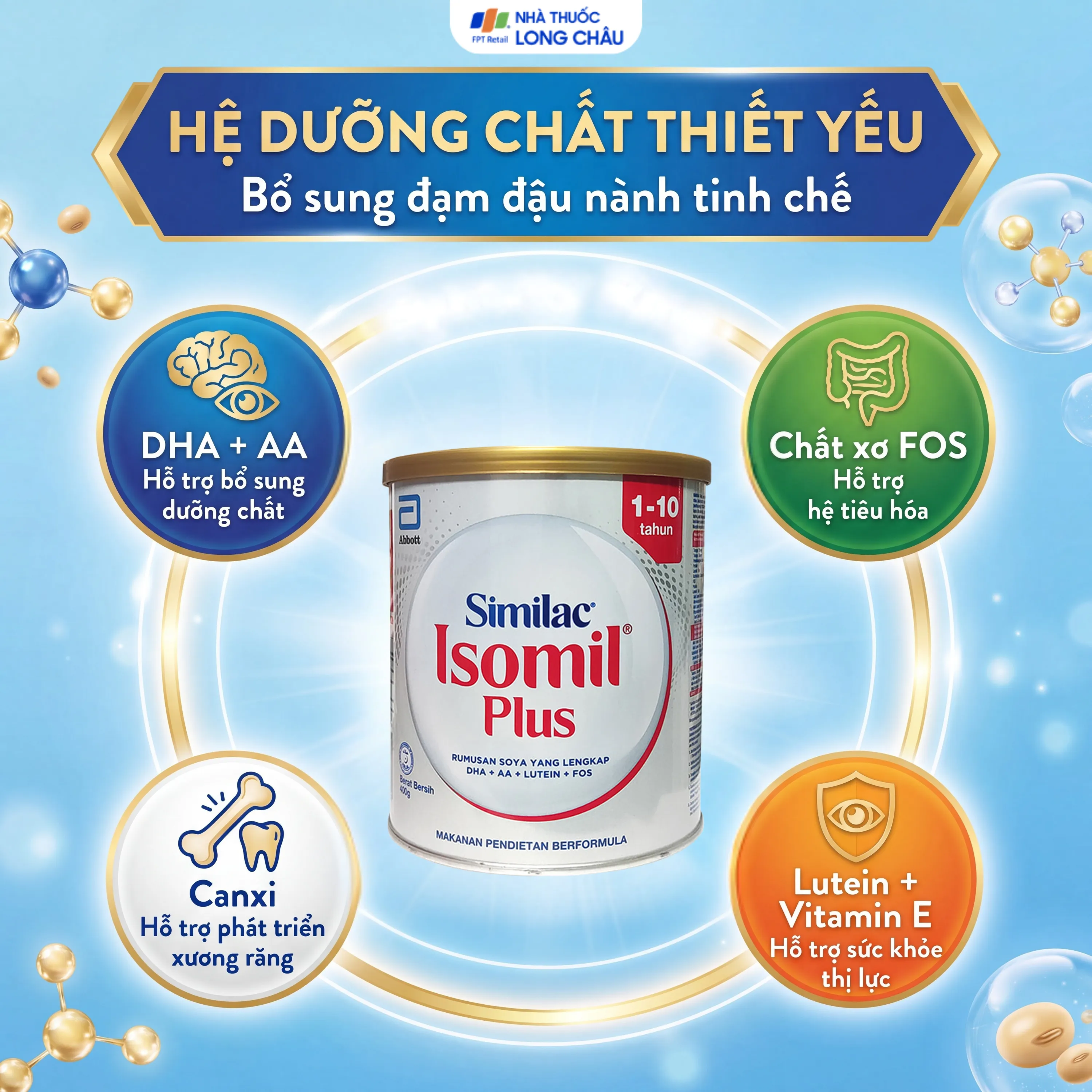 SỮA CẢI THIỆN HỆ TIÊU HÓA CHO TRẺ 1 - 10 TUỔI SIMILAC ISOMIL PLUS ABBOTT 400G 3