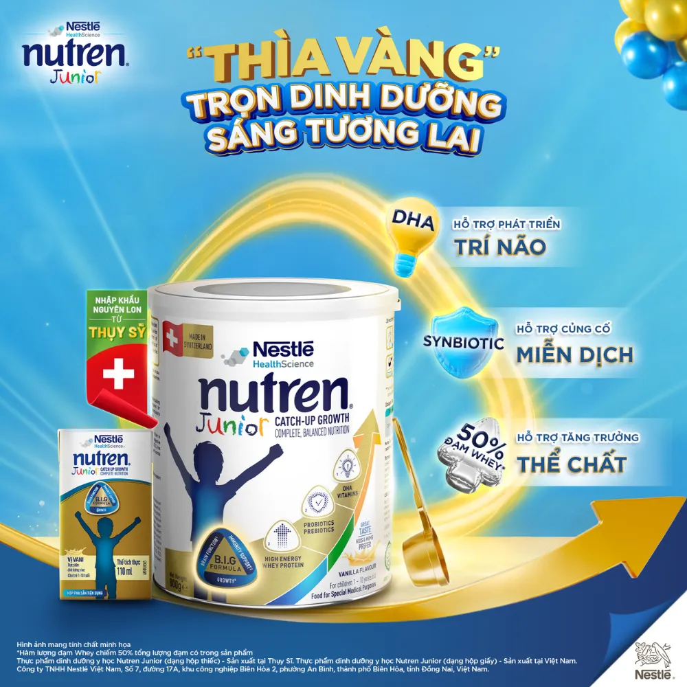 SỮA CHO TRẺ SUY DINH DƯỠNG NUTREN JUNIOR 1-10 TUỔI NESTLE 800G 2