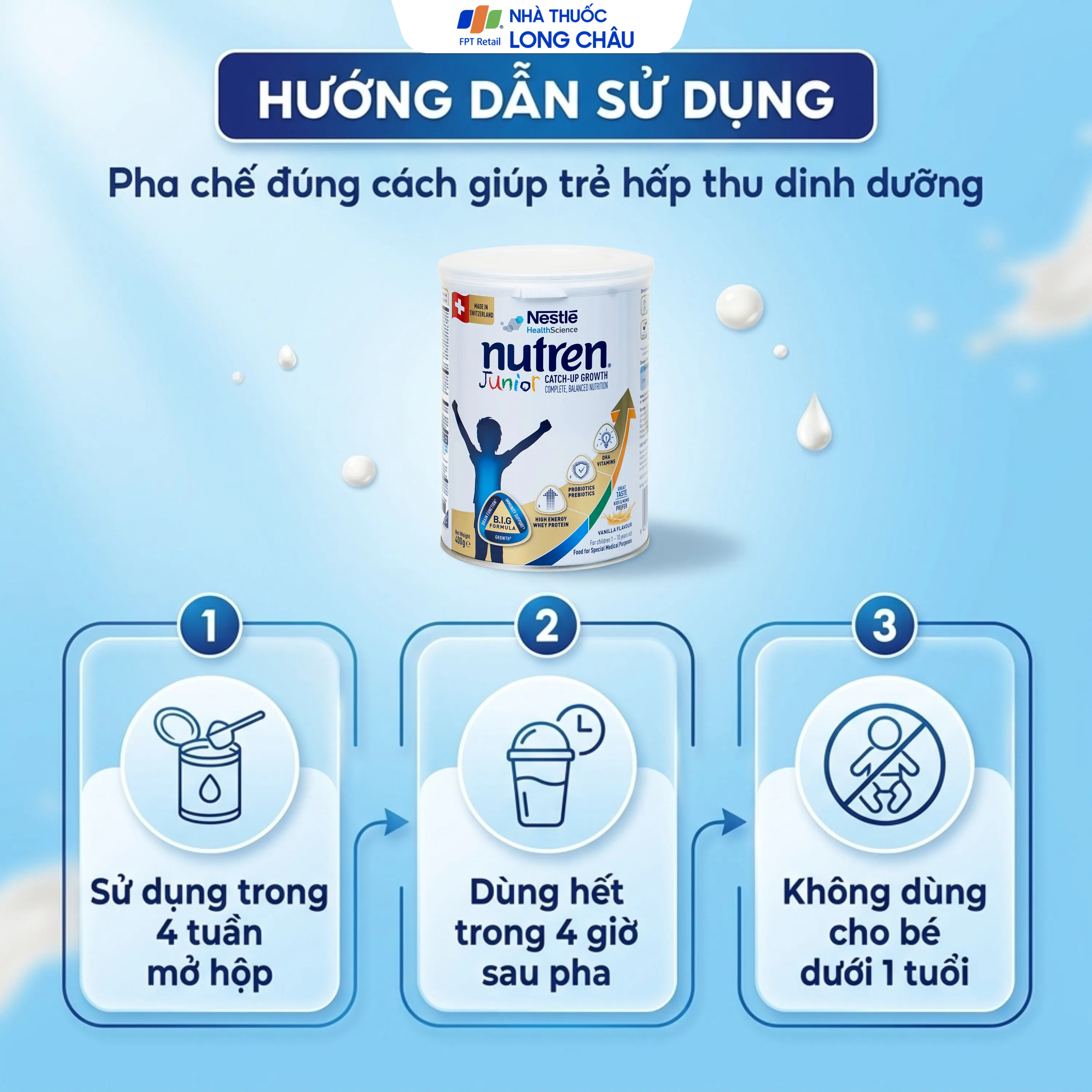 SỮA CHO TRẺ SUY DINH DƯỠNG NUTREN JUNIOR 1-10 TUỔI NESTLE 800G 6
