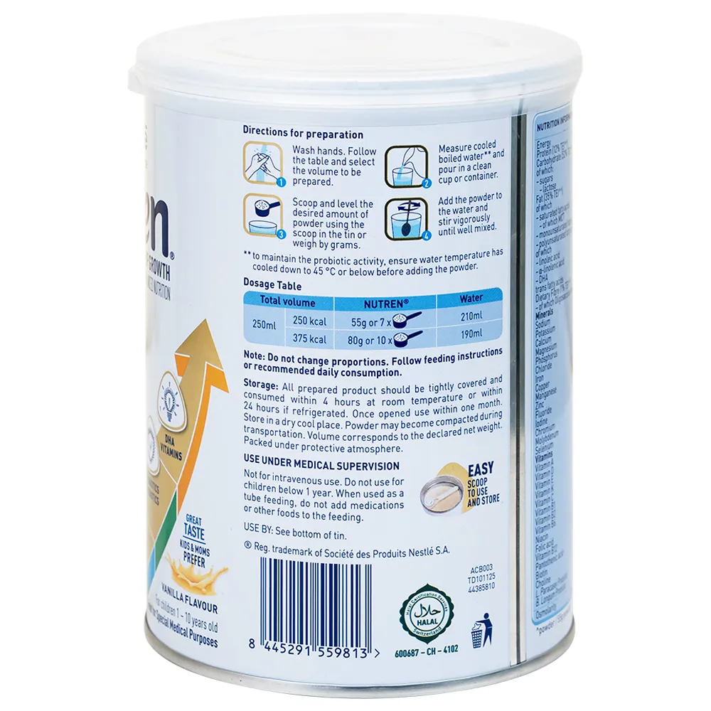 SỮA CHO TRẺ SUY DINH DƯỠNG NUTREN JUNIOR 1-10 TUỔI NESTLE 800G 8