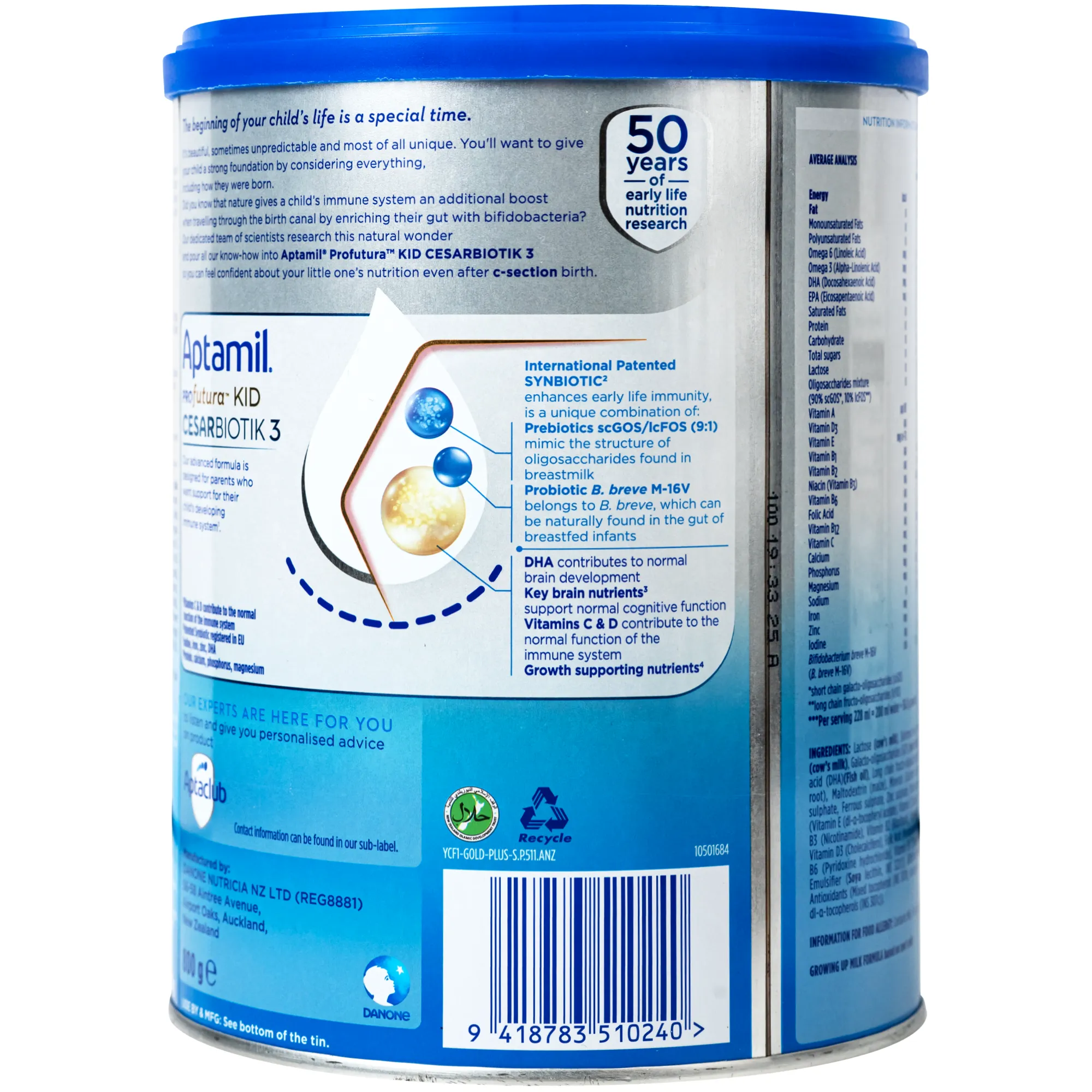 SỮA CHO TRẺ TỪ 24 THÁNG TUỔI APTAMIL PROFUTURA KID CESARBIOTIK 3 GROWING UP MILK FORMULA DANONE 800G 4