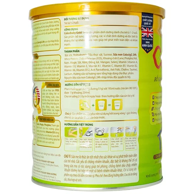 Sữa ColosBaby Gold 1+ Vitadairy hỗ trợ bổ sung kháng thể cho trẻ từ 1-2 tuổi (800g) 2
