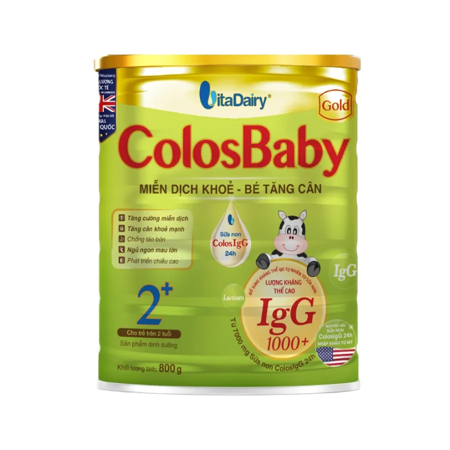 Sữa ColosBaby Gold 2+ Vitadairy hỗ trợ bổ sung kháng thể cho trẻ từ 2 tuổi trở lên (800g)
