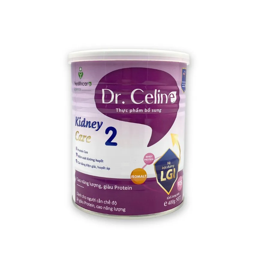 Sữa dinh dưỡng cho người cần chế độ ăn protein cao, ít muối nhưng vẫn đảm bảo năng lượng Dr. Celine Kidney Care 2 (400g)