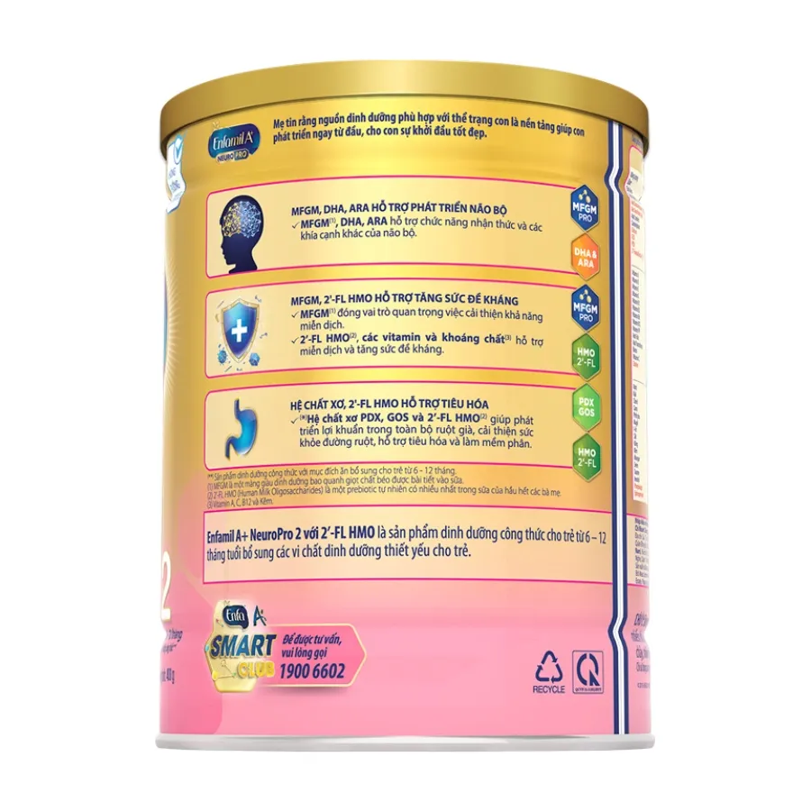 Sữa Enfamil A+ NeuroPro Số 2 cung cấp dinh dưỡng cho bé từ 6-12 tháng (Hộp 400g) 3