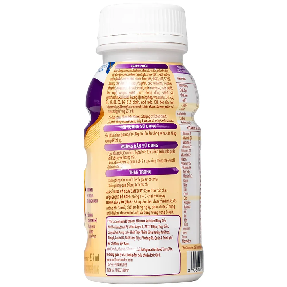 SỮA HỖ TRỢ TĂNG ĐỀ KHÁNG NUTIFOOD VARNA COLOSTRUM 24 CHAI X 237ML 4