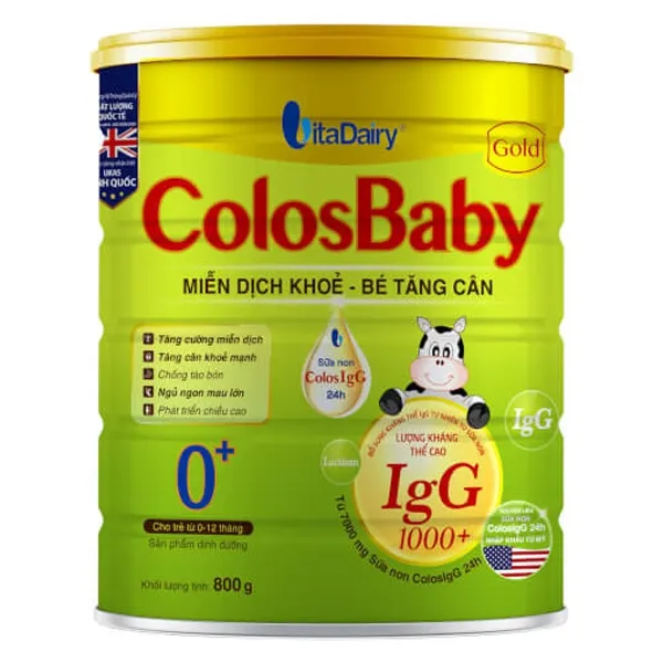 Sữa Colosbaby Gold 0+ bổ sung kháng thể cho bé từ 0 – 12 tháng (800g)
