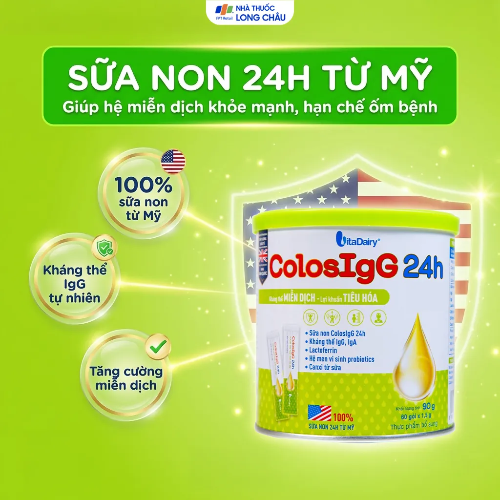 SỮA NON HỖ TRỢ TĂNG CƯỜNG MIỄN DỊCH COLOSIGG 24H VITADAIRY 60 GÓI X 1.5G 2