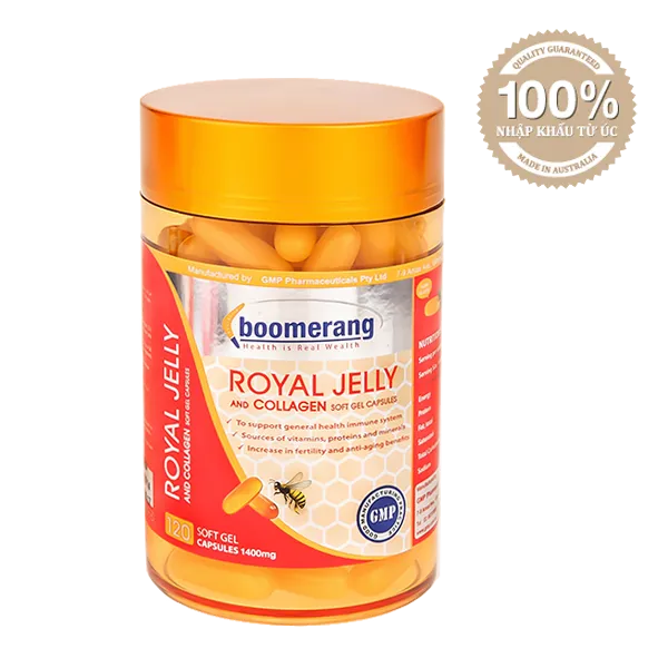Sữa ong chúa Boomerang Royal Jelly and Collagen 120 viên