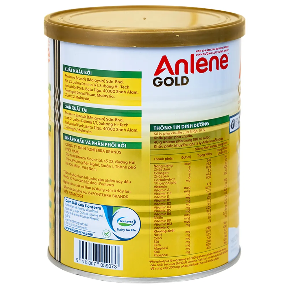 SỮA TĂNG CƯỜNG SỨC KHỎE CƠ-XƯƠNG-KHỚP ANLENE GOLD 5X HƯƠNG VANI 400G 8