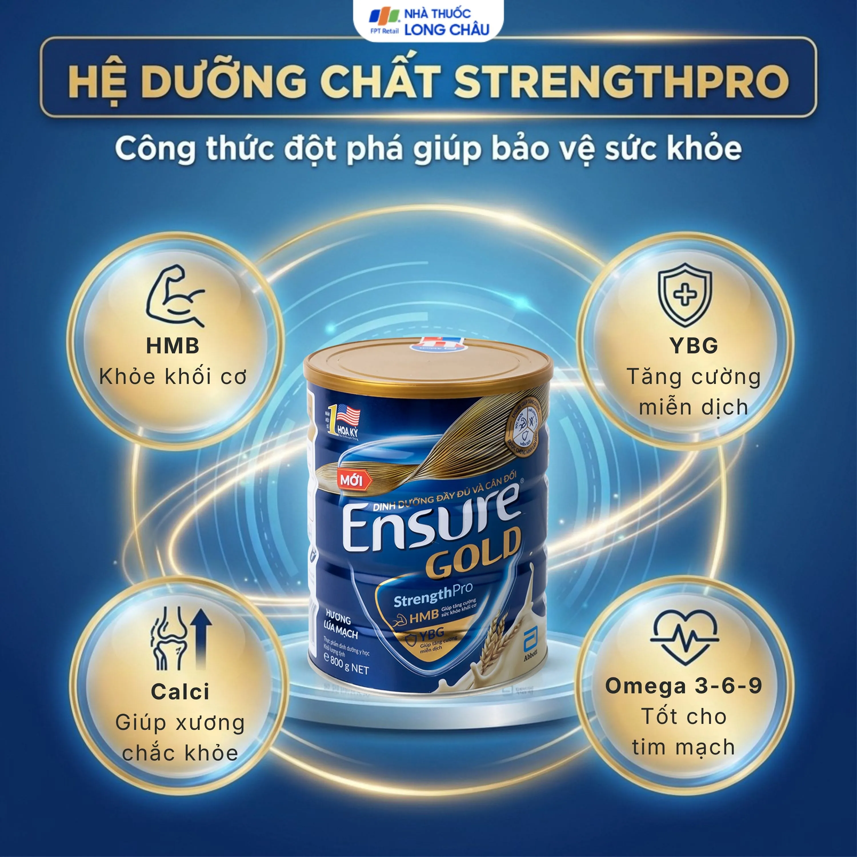 SỮA TĂNG CƯỜNG SỨC KHỎE ENSURE GOLD STRENGTHPRO HƯƠNG LÚA MẠCH 800G 3